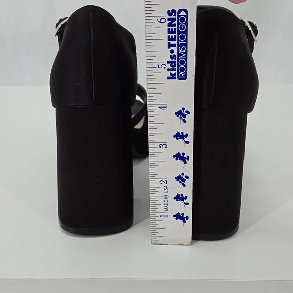 Mudd Vintage 90s Strappy Satin High Heels Black Ankle Strap Shoe Size 7 - Picture 8 of 11